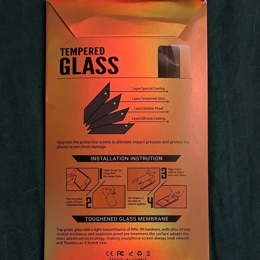 ANSHOP iphone 17 Tempered Glass Screen Protector - Orange/Black